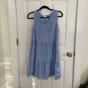 Blue and white striped summer dress